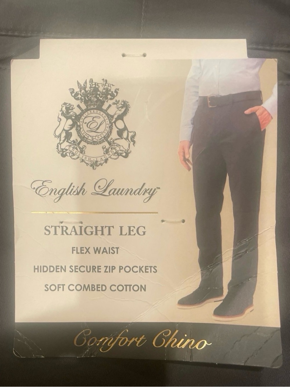 English Laundry Men’s Straight Leg Comfort Chino - 38x30 Forged Iron NWT